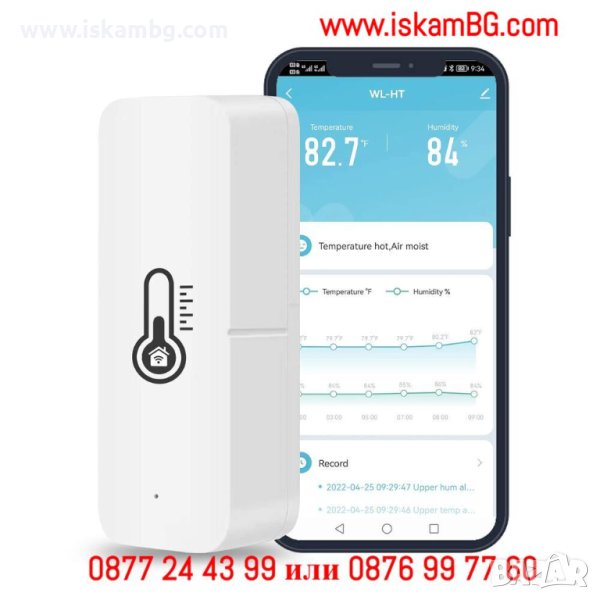 TUYA WIFI МИНИ ДАТЧИК ЗА ТЕМПЕРАТУРА И ВЛАЖНОСТ - КОД 3992, снимка 1