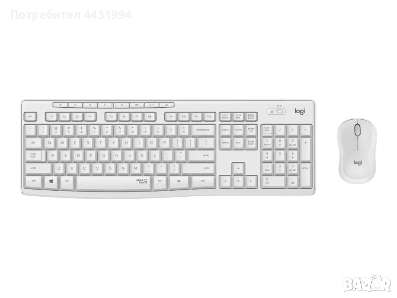 Комплект, Logitech MK295 Silent Wireless Combo - OFF WHITE - US INTL - 2.4GHZ - INTNL, снимка 1