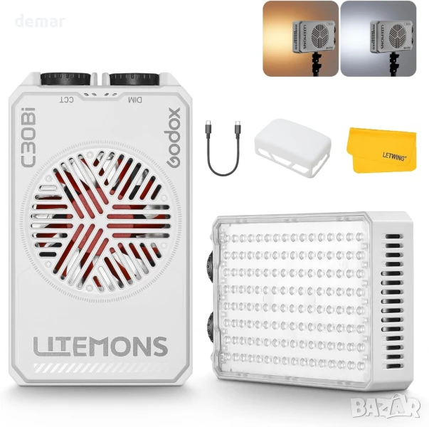 Godox Litemons C30Bi LED светлинен панел, двуцветен преносим за камера, 2800K-6500K, снимка 1