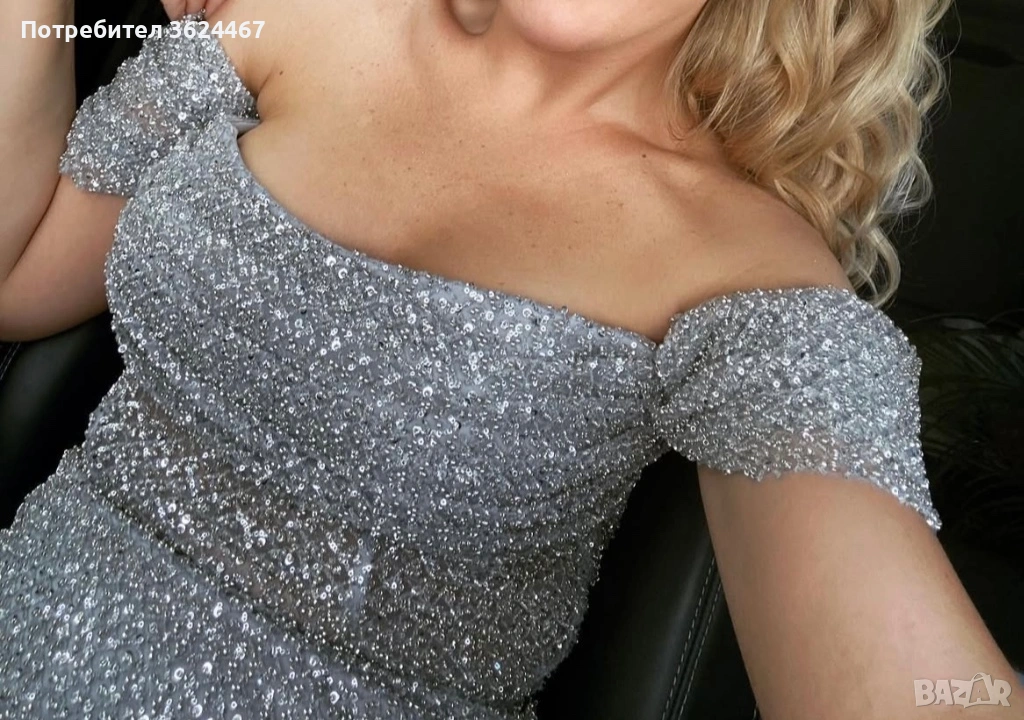 Официална сребриста рокля, снимка 1