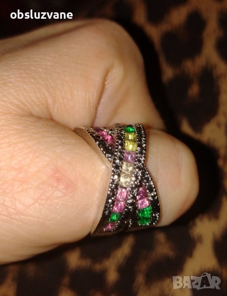 Пръстен-Двойна халка Дъга, снимка 1