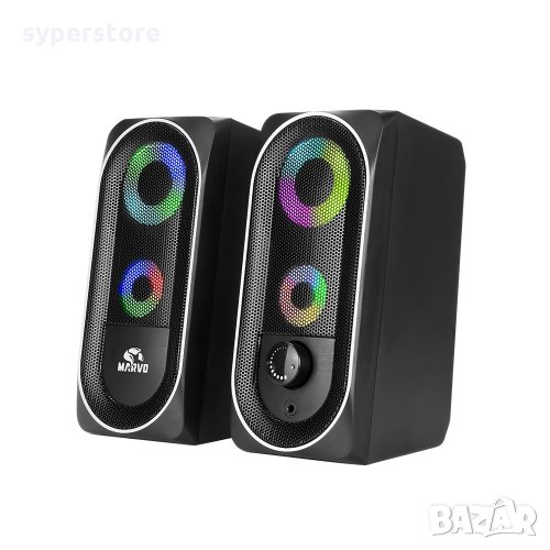 Gaming Speakers Wireless Bluetooth Тонколони за компютър, лаптоп и др. 2.0 Marvo SG266BT 2x3W RGB, снимка 1