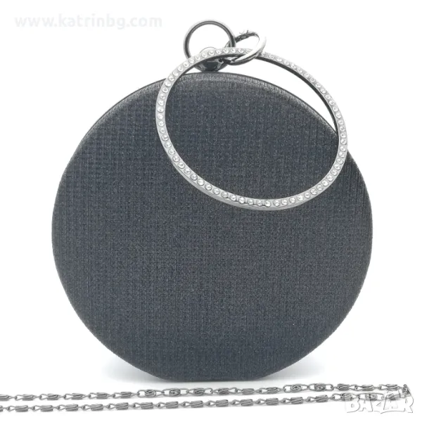 Официална чанта клъч, малка, кръгла, черна, твърда, снимка 1