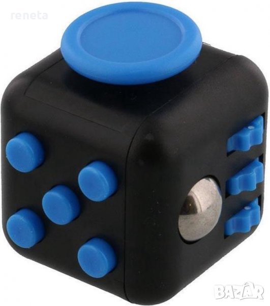 Играчка Fidget Cube, Антистрес, Пластмасова, Черно/Син, снимка 1