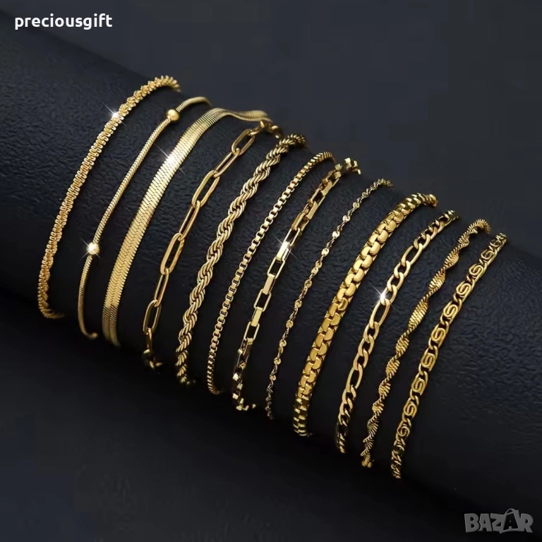 Комплект бижута - 12 броя гривни от неръждаема стомана, снимка 1