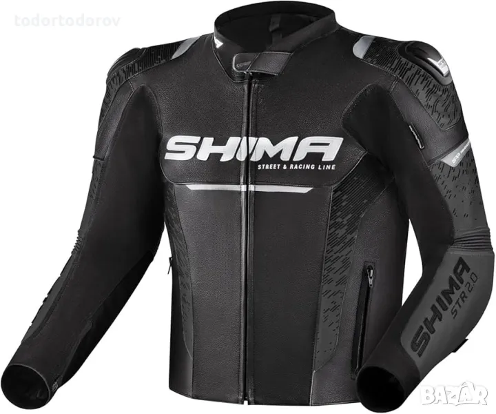 Кожен мото екип SHIMA STR 2.0 BLACK ,всички протектори,гърбица,, снимка 1