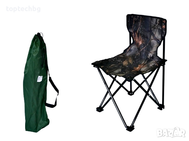 Рибарски стол с калъф/плажен сгъваем стол камуфлаж, снимка 1