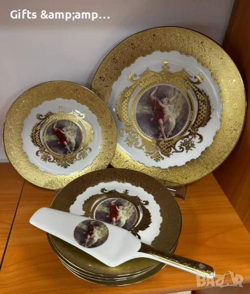 Красив порцеланов сервиз за торта стил Барок, снимка 1