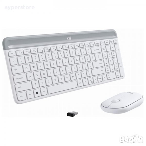 Клавиатура + Мишка Безжични Logitech  Desktop MK470 Slim бяла, SS300667, снимка 1