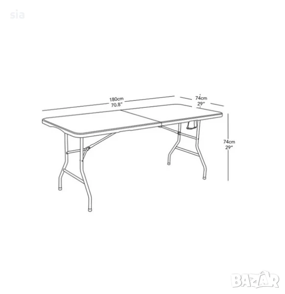 Маса за къмпинг, Преносима масичка, Сгъваема, 180/74/74см, снимка 1