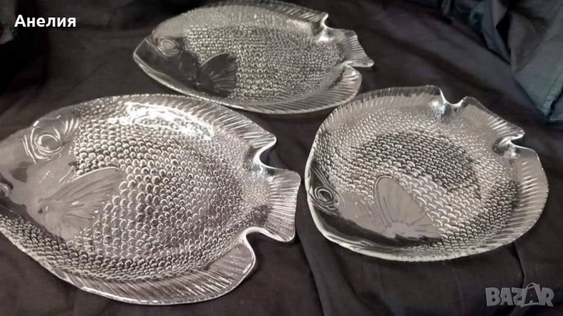 Риби плата релефно стъкло, снимка 1