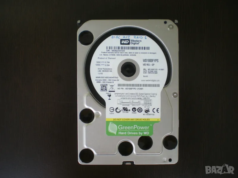 Хард диск 1TB Western Digital WD1000FYPS, SATA 3Gb/s, 7200rpm, 16MB кеш, 3.5", снимка 1