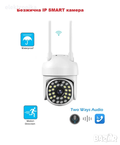 SMART IP WiFi Безжична камера 5MP FULL HD 1080P с цветно нощно виждане и звук, снимка 1