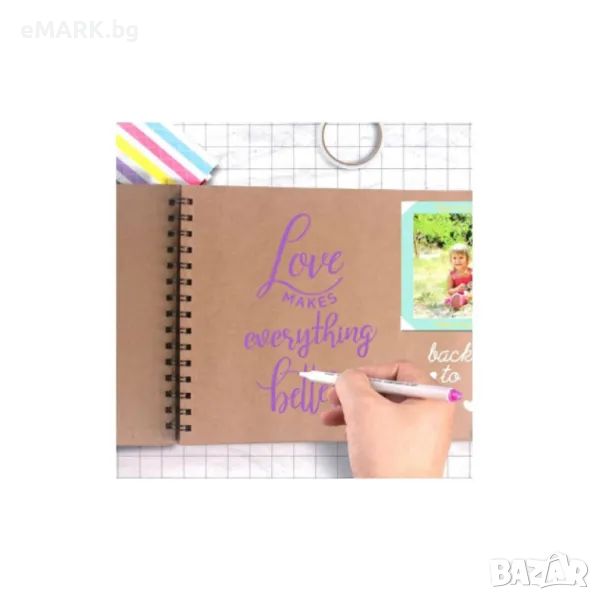 Албум за скрапбукинг в кафяв/златист цвят със спирала - 60 страници, снимка 1