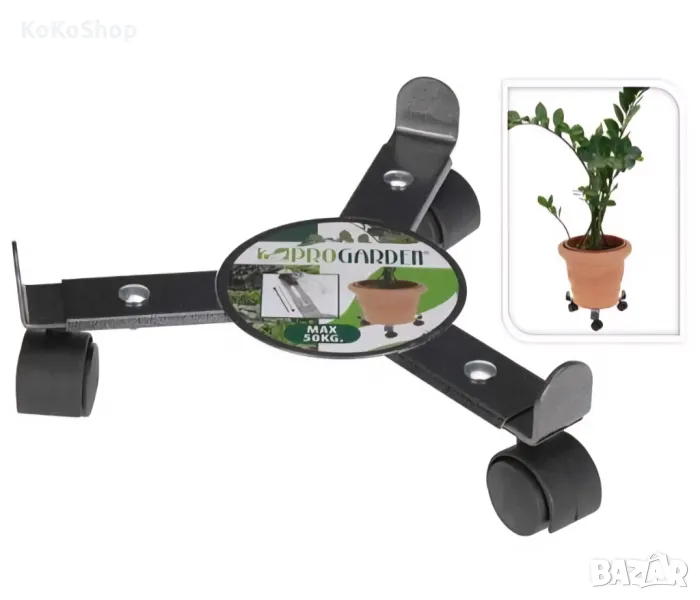 Поставка за саксия с колелца/метална стойка за саксия на колелца, снимка 1