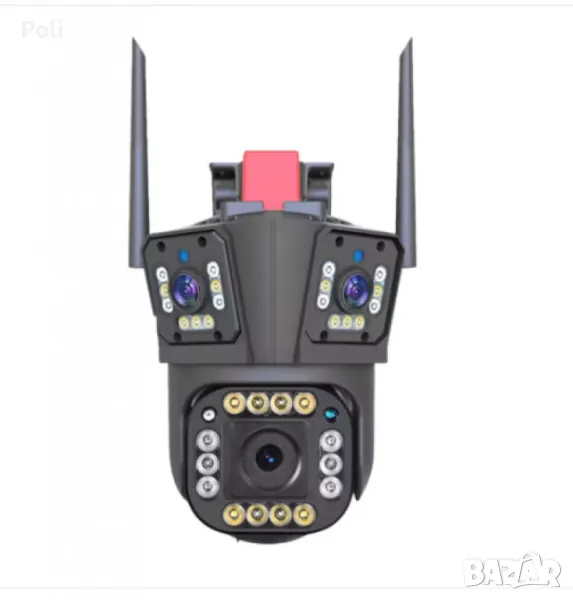 Тройна 4G камера за наблюдение, работи LAN и SIM карта, 12 MP, Ultra HD, снимка 1