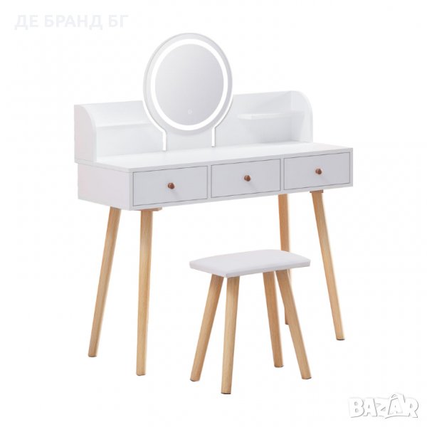 ПРОМОЦИЯ Тоалетка с LED осветление и табуретка CXWL-DR-0041WH, снимка 1