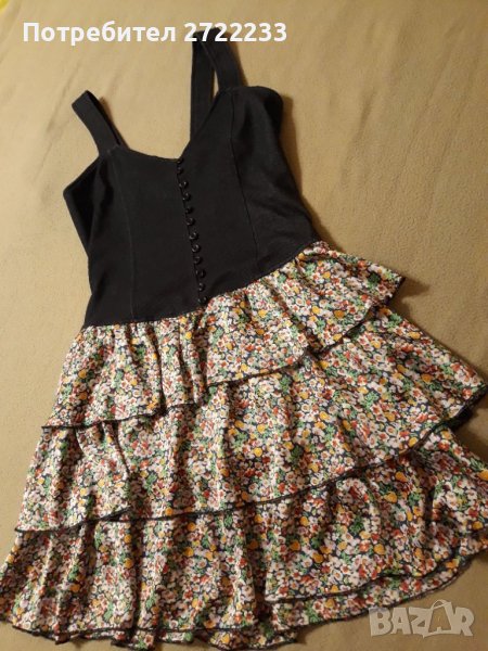 Къса  дамска рокля еластична в горната част, снимка 1