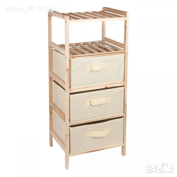 Дървен скрин с 3 текстилни чекмеджета, снимка 1