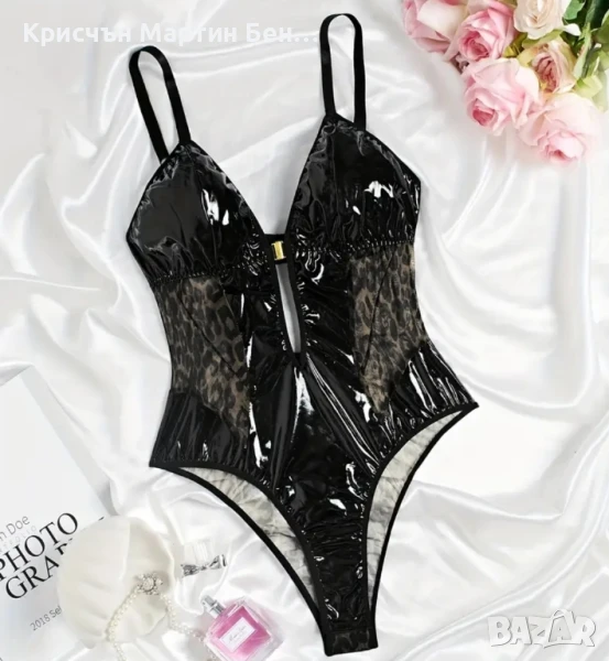 Боди латекс с леопардов тюл Топ цена 35лв , снимка 1