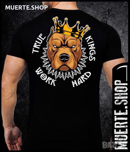 Черна тениска с щампа TRUE KINGS WORK HARD, снимка 1