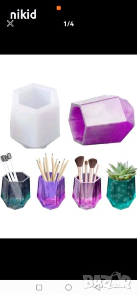 Шестоъгълник чаша моливник висок силиконов молд форма калъп за восък гипс сапун смола свещ кашпа, снимка 1