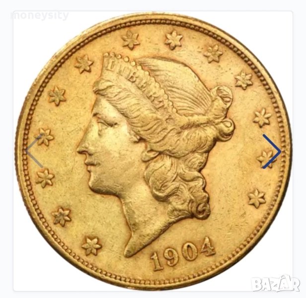 Златна монета САЩ 20 Долара 1850-1907, снимка 1
