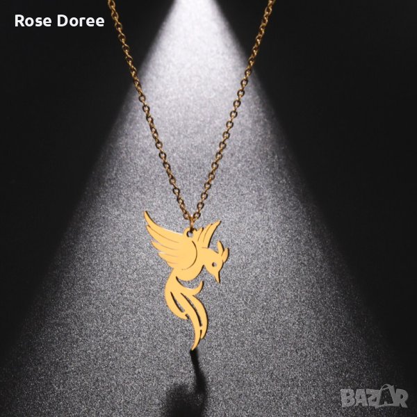RD 485 Феникс колие в златисто медицинска стомана жар птица подарък безплатна доставка, снимка 1
