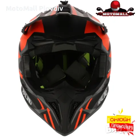 Каска мото крос 127 - BLACK ORANGE 2, снимка 2 - Аксесоари и консумативи - 50400133