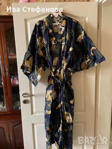 Оригинално тип халат дълго ново японско автентично кимоно памук памучно дракон , снимка 1 - Рокли - 44585759