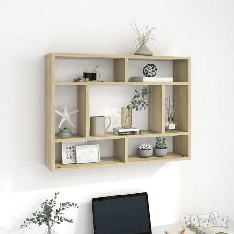 vidaXL Стенен рафт, дъб сонома, 75x16x55 см, инженерно дърво, снимка 2 - Етажерки - 56147799