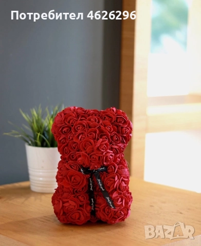 Мече от вечни рози . Перфектния подарък за всеки повод. Мече изработено от вечни рози. Зарадвайте лю, снимка 3 - Романтични подаръци - 52096848