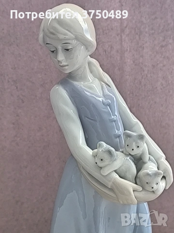 порцеланова фигурка на момиче с котенца, снимка 5 - Колекции - 53812316