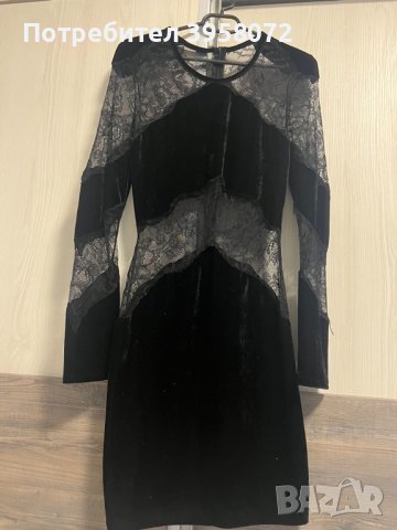 Черна къса рокля кадифе и дантела