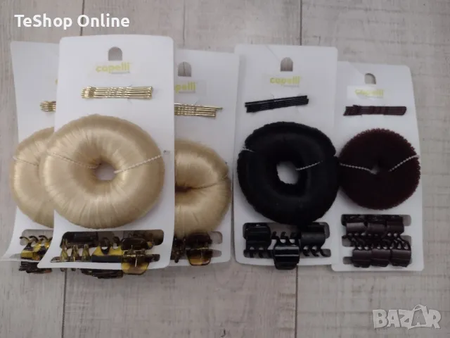 Комплект гъба за коса за кок+фиби и шноли Capelli налични в русо и черно, снимка 2 - Аксесоари за коса - 47483877