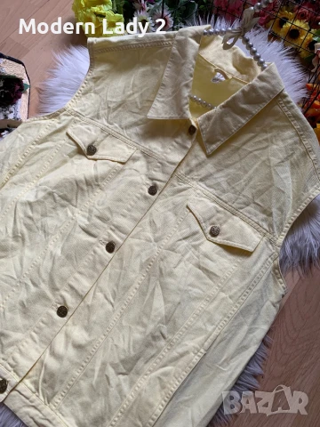 Жълт дънков елек, снимка 3 - Елеци - 50897691