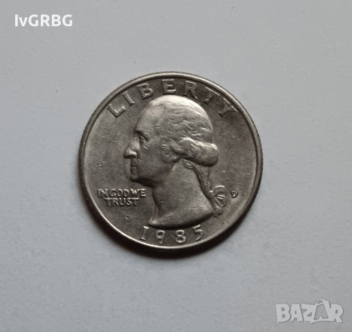 25 цента САЩ 1/4 долар Америка 1985 , Джордж Вашингтон , снимка 2 - Нумизматика и бонистика - 44277416