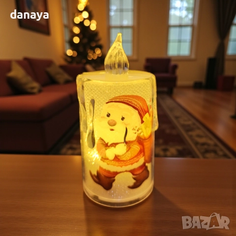 6231 Мини електронна свещ с коледна картинка и Led светлина, 8 см, снимка 4 - Декорация за дома - 52392697