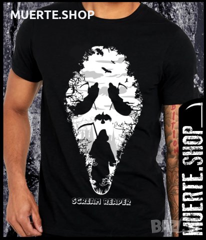 Черна тениска с щампа SCREAM REAPER