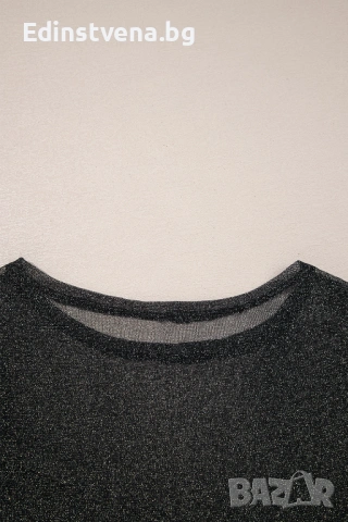 Дамска черна блестяща мрежеста блуза с дълъг ръкав, снимка 9 - Блузи с дълъг ръкав и пуловери - 53061625