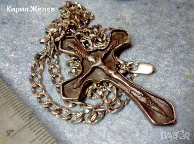 ГОЛЯМ СРЕБЪРЕН КРЪСТ ОКСИДИРАНО СРЕБРО ВИСОКА ПРОБА със СРЕБЪРНА ВЕРИЖКА СРЕБРО 925 АРТ КРЪСТ 40219