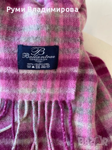 Кариран, лилав мъжки шал Ballantrae от 100 % вълна, снимка 4 - Шалове - 53868897