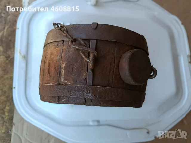 Стар дървен бърдук използван за питейна вода, снимка 2 - Антикварни и старинни предмети - 55739780