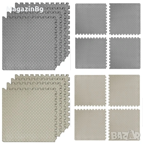 Настилка, 61х61х2 см, Изработена от EVA, Комплект 4 броя, Светлосиво, Бежово , снимка 5 - Други спортове - 53391396