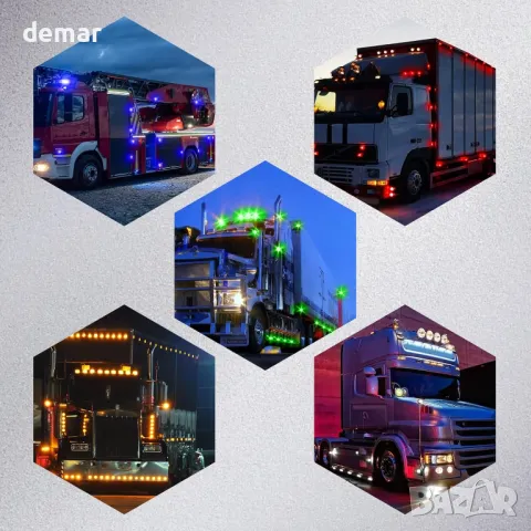 NWpangu 10 броя LED странични габаритни светлини, 4-LED, 12V/24V, зелени, снимка 6 - Аксесоари и консумативи - 48849661