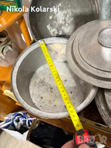 Старинки, медни/бакърени тенджери, синия, синджир и букай, снимка 4 - Антикварни и старинни предмети - 53252774