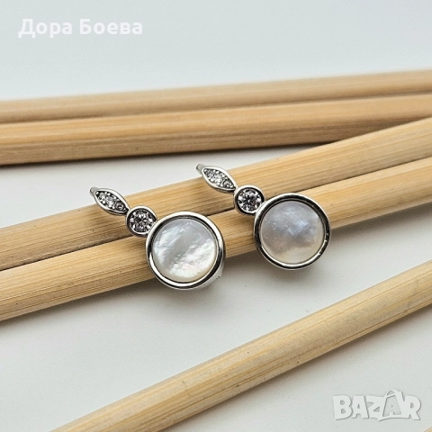 Сребърни обеци: "Мелия", снимка 2 - Обеци - 52323493