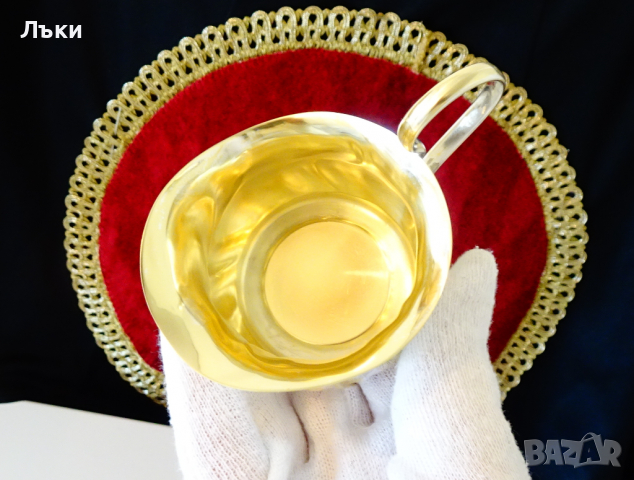 Посребрена бронзова каничка,латиера,красив релеф. , снимка 9 - Антикварни и старинни предмети - 36213424