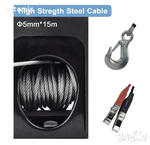 Електрическа лебедка 2000LBS, с дистанционно, 12V, до 910 кг, снимка 4 - Аксесоари и консумативи - 49749420