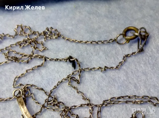 СТАРО АР НУВО СРЕБЪРНО КОЛИЕ СРЕБРО 925 с ЛУНЕН КАМЪК и НУЖДА от ЛЕКА РЕСТАВРАЦИЯ на ВЕРИЖКАТА 32032, снимка 7 - Антикварни и старинни предмети - 50180638